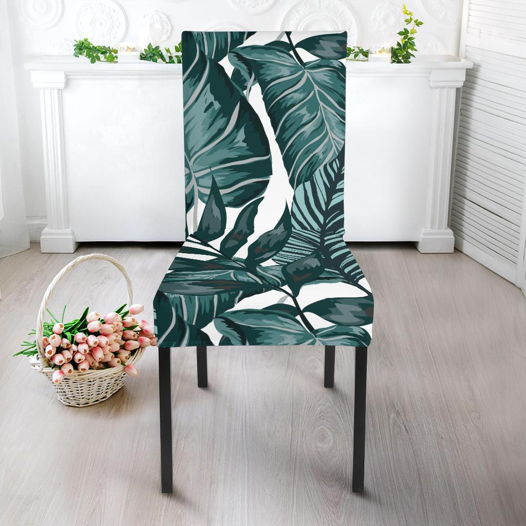 Tropical Palm Leaves Pattern Dining Chair Slipcover-JTAMIGO.COM