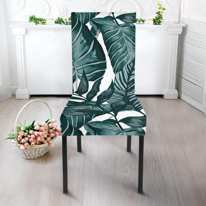 Tropical Palm Leaves Pattern Dining Chair Slipcover-JTAMIGO.COM
