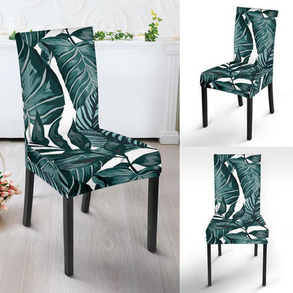 Tropical Palm Leaves Pattern Dining Chair Slipcover-JTAMIGO.COM