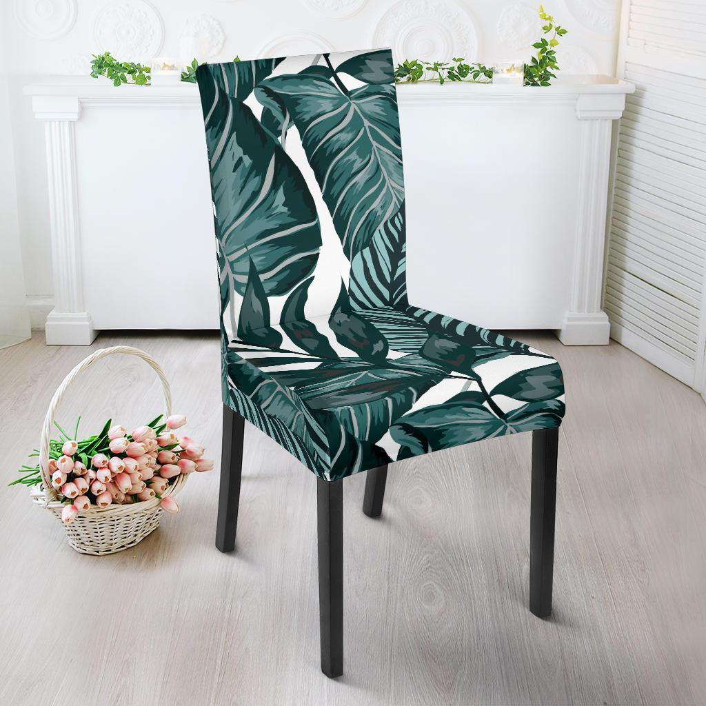 Tropical Palm Leaves Pattern Dining Chair Slipcover-JTAMIGO.COM