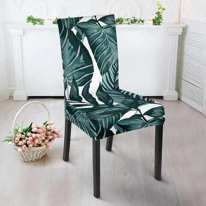 Tropical Palm Leaves Pattern Dining Chair Slipcover-JTAMIGO.COM