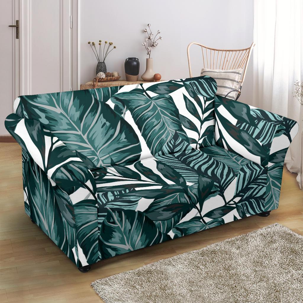 Tropical Palm Leaves Pattern Loveseat Slipcover-JTAMIGO.COM