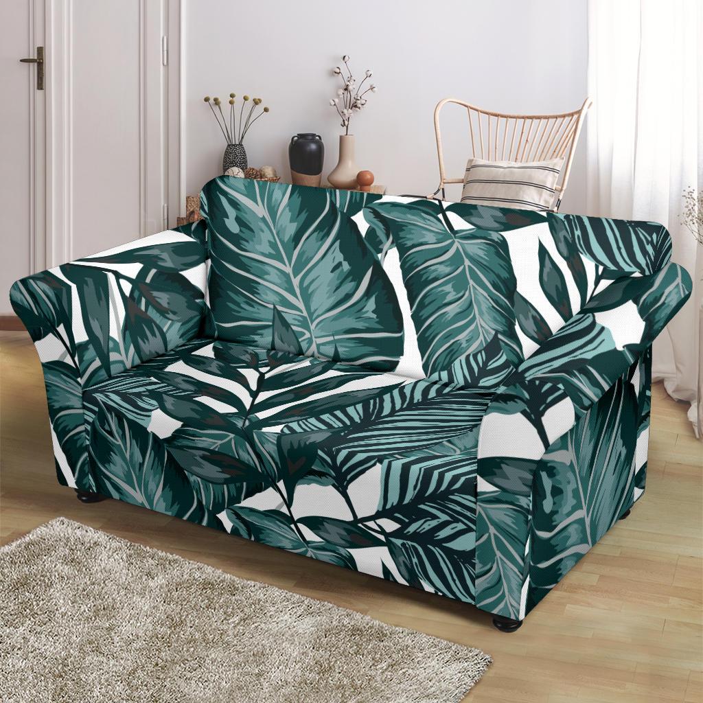 Tropical Palm Leaves Pattern Loveseat Slipcover-JTAMIGO.COM