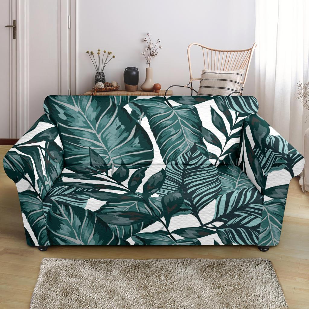 Tropical Palm Leaves Pattern Loveseat Slipcover-JTAMIGO.COM