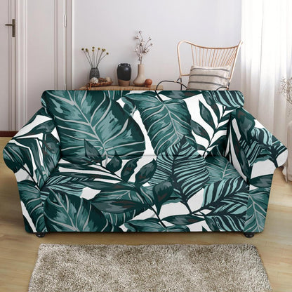 Tropical Palm Leaves Pattern Loveseat Slipcover-JTAMIGO.COM