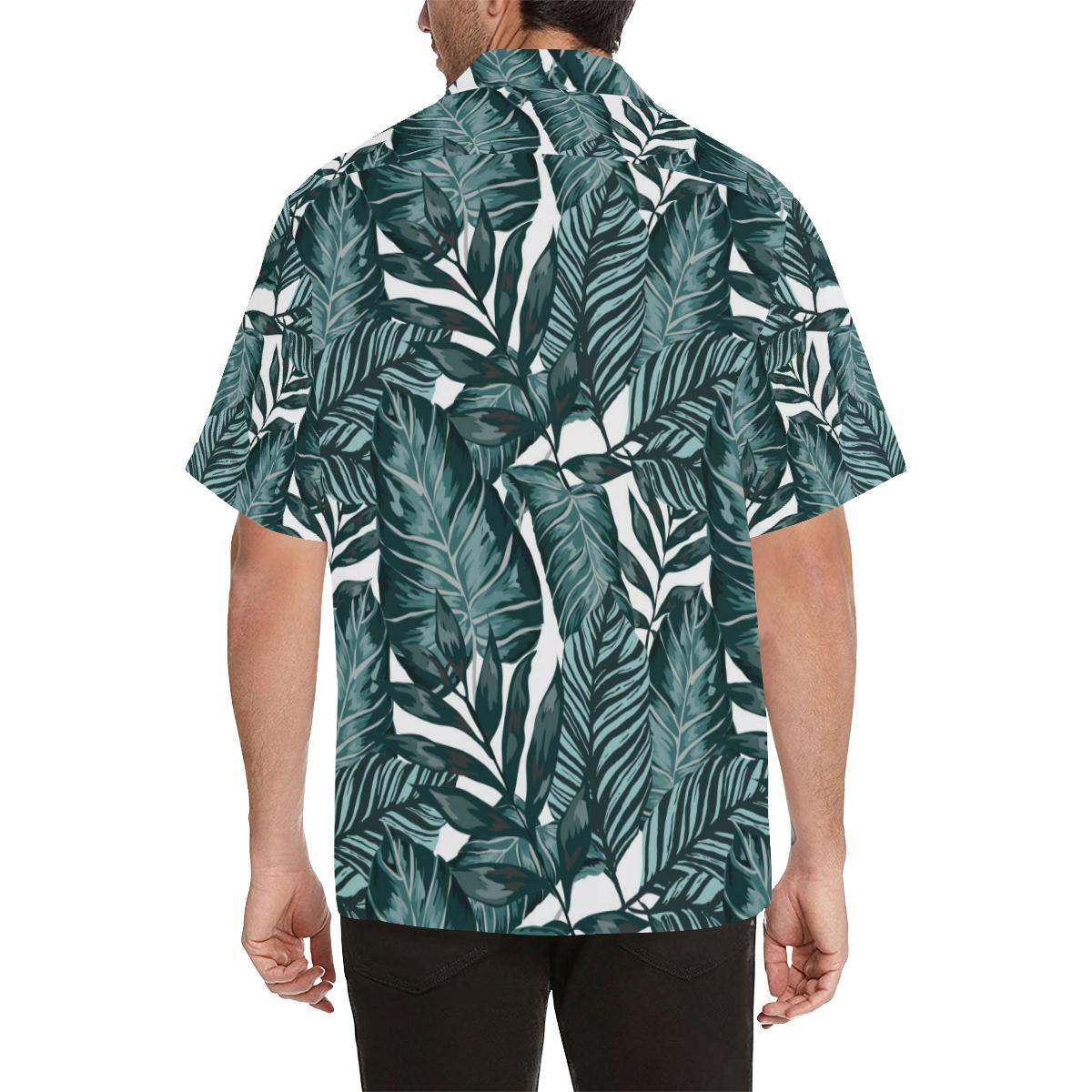 Tropical Palm Leaves Pattern Men Aloha Hawaiian Shirt