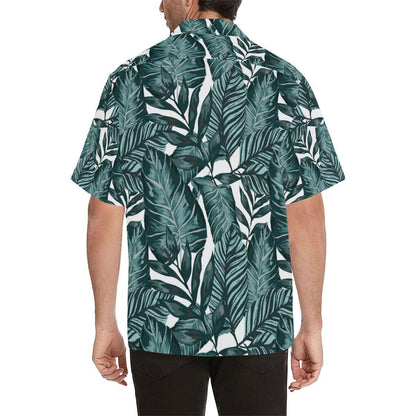 Tropical Palm Leaves Pattern Men Aloha Hawaiian Shirt