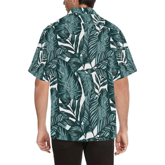Tropical Palm Leaves Pattern Men Aloha Hawaiian Shirt