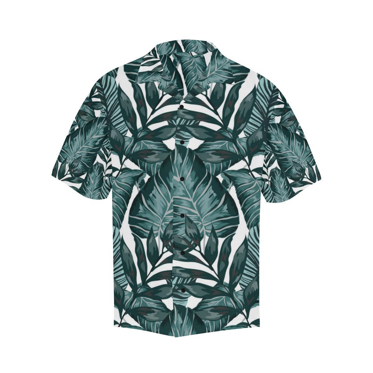 Tropical Palm Leaves Pattern Men Aloha Hawaiian Shirt