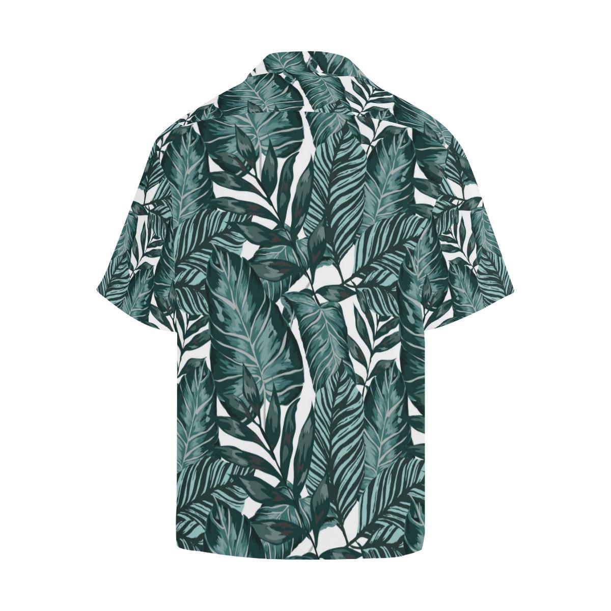 Tropical Palm Leaves Pattern Men Aloha Hawaiian Shirt