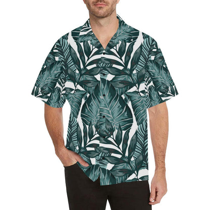Tropical Palm Leaves Pattern Men Aloha Hawaiian Shirt
