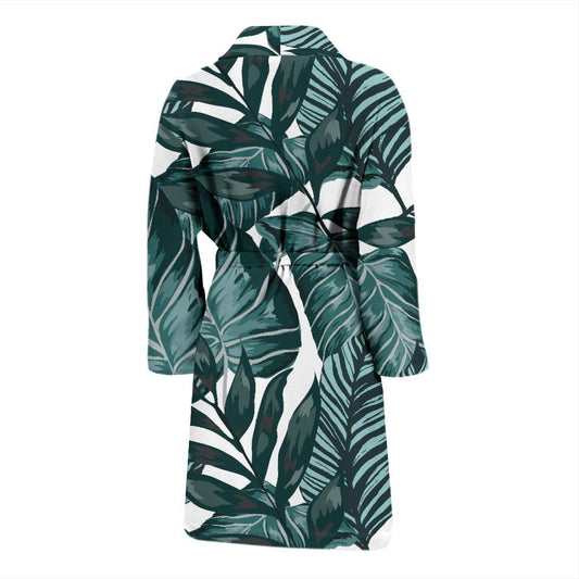Tropical Palm Leaves Pattern Men Bath Robe-JTAMIGO.COM
