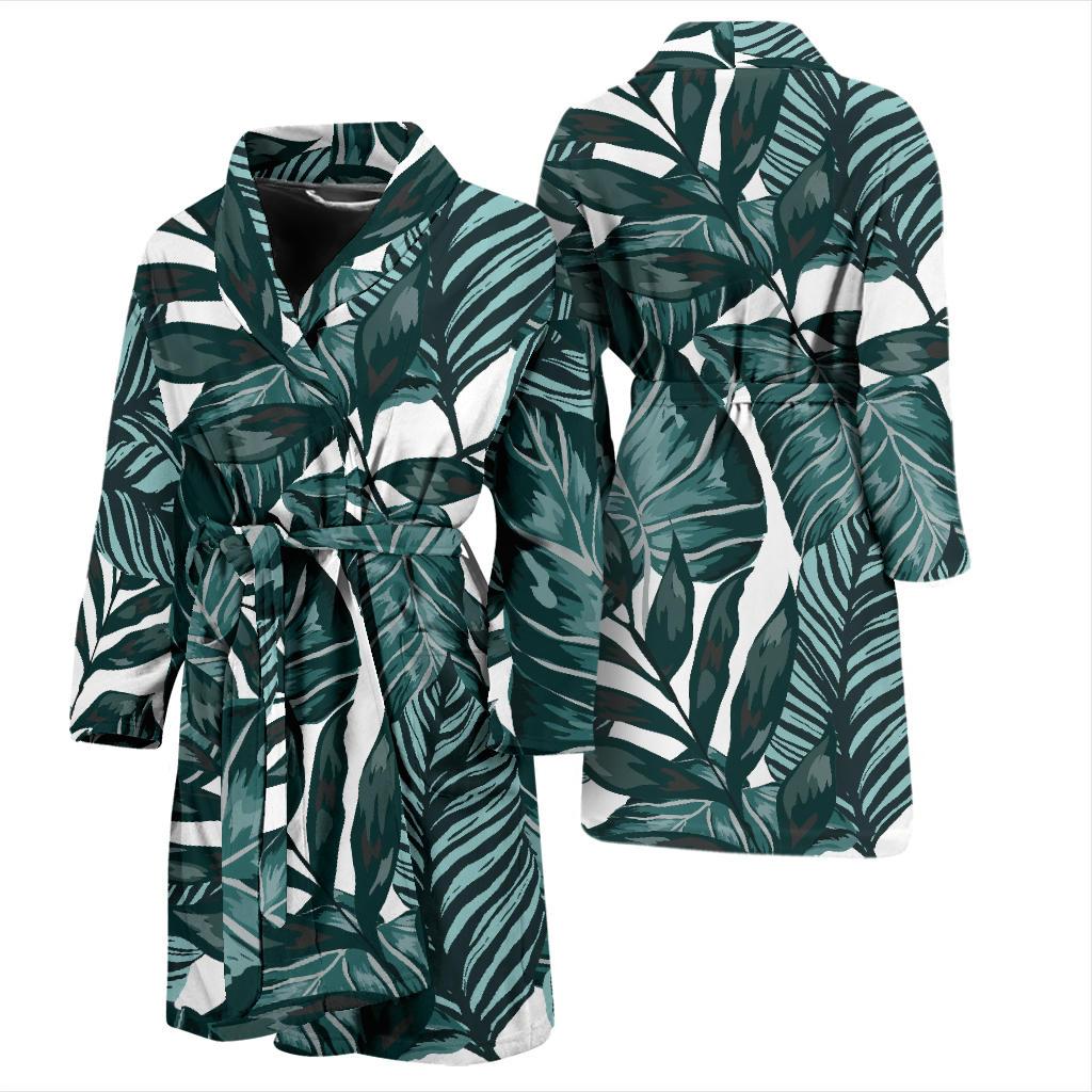 Tropical Palm Leaves Pattern Men Bath Robe-JTAMIGO.COM