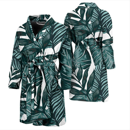 Tropical Palm Leaves Pattern Men Bath Robe-JTAMIGO.COM