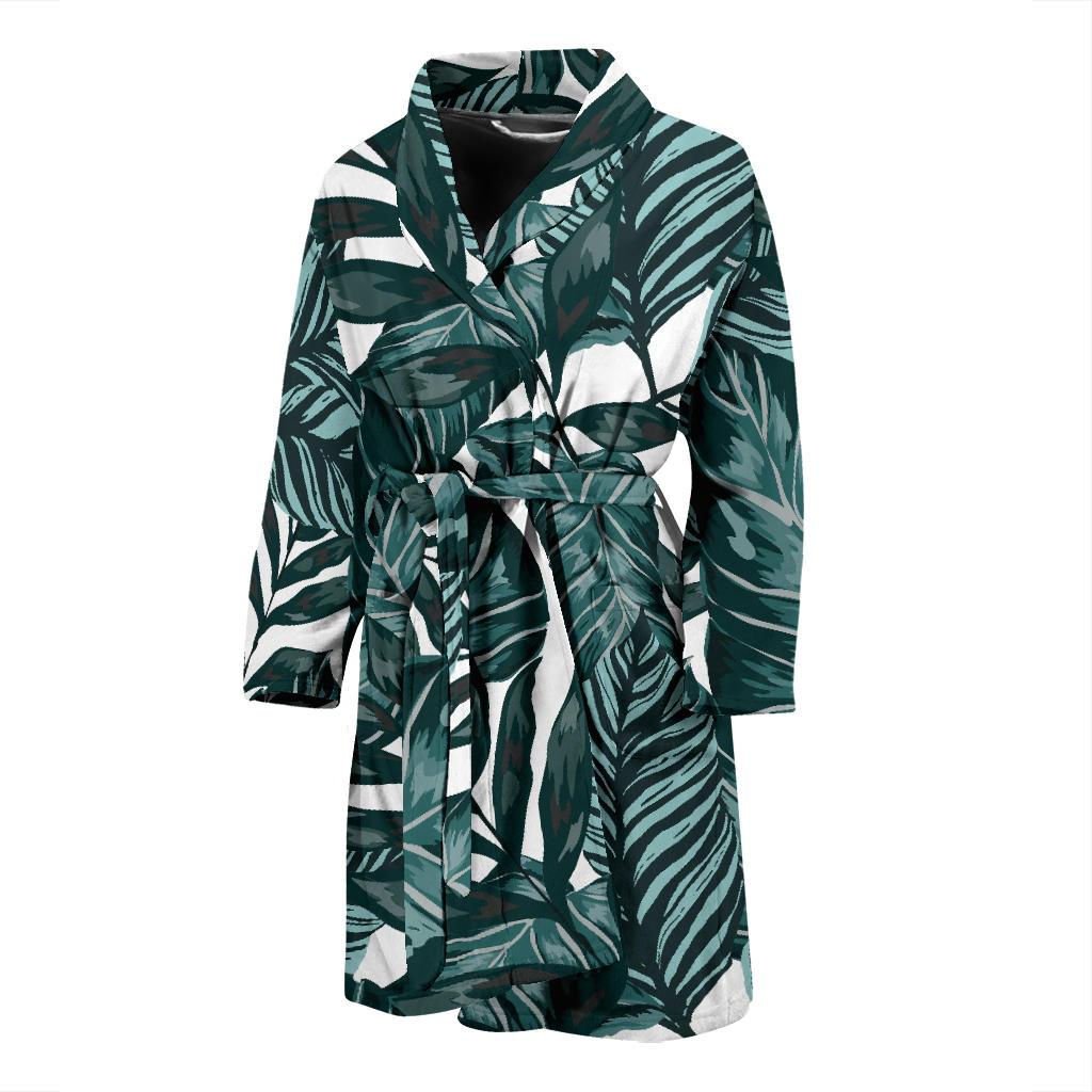 Tropical Palm Leaves Pattern Men Bath Robe-JTAMIGO.COM