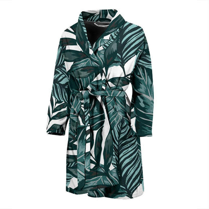 Tropical Palm Leaves Pattern Men Bath Robe-JTAMIGO.COM