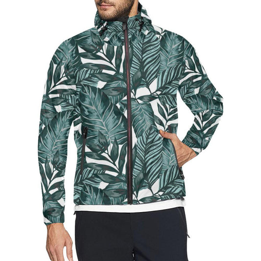 Tropical Palm Leaves Pattern Men Windbreaker Jacket-JTAMIGO.COM