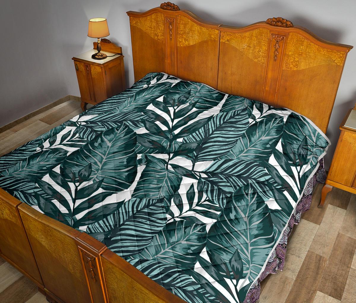 Tropical Palm Leaves Pattern Premium Quilt-JTAMIGO.COM