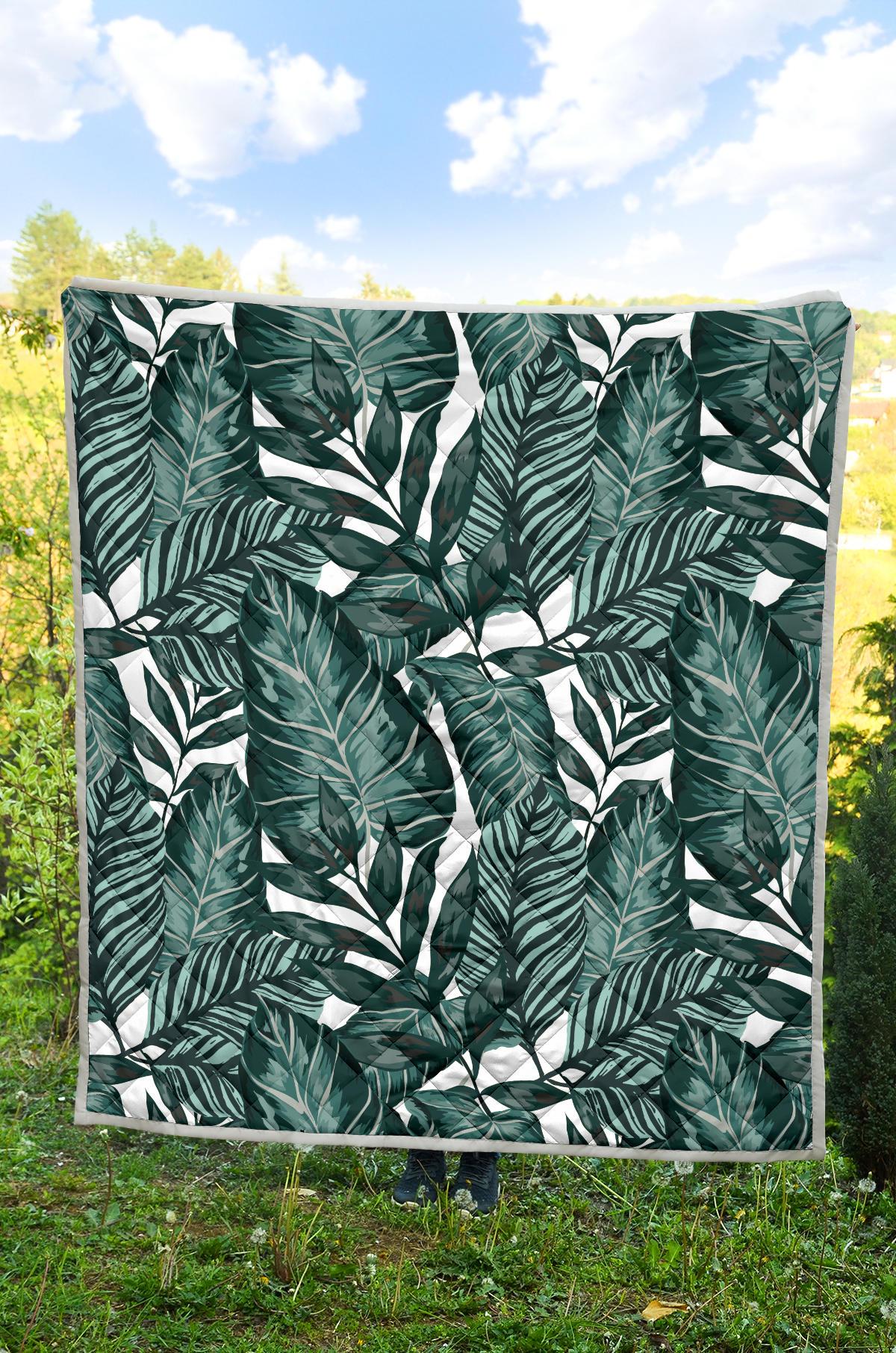 Tropical Palm Leaves Pattern Premium Quilt-JTAMIGO.COM