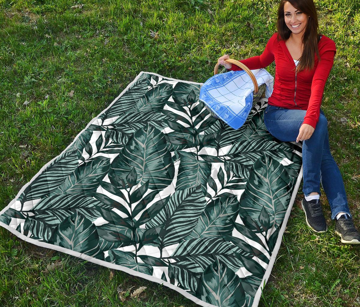 Tropical Palm Leaves Pattern Premium Quilt-JTAMIGO.COM