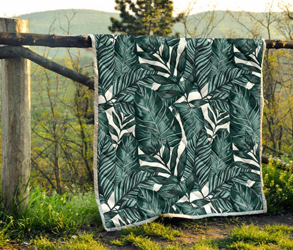 Tropical Palm Leaves Pattern Premium Quilt-JTAMIGO.COM