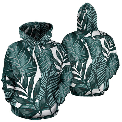 Tropical Palm Leaves Pattern Pullover Hoodie