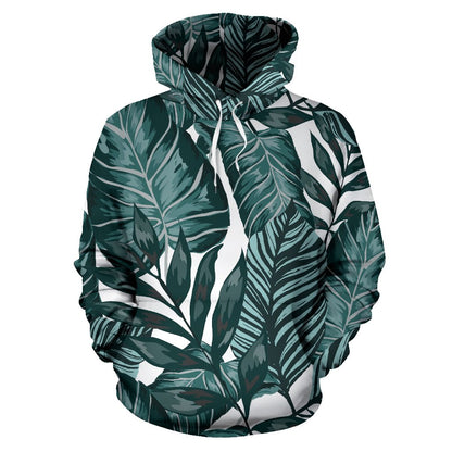 Tropical Palm Leaves Pattern Pullover Hoodie