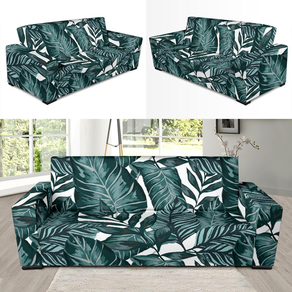 Tropical Palm Leaves Pattern Sofa Slipcover-JTAMIGO.COM