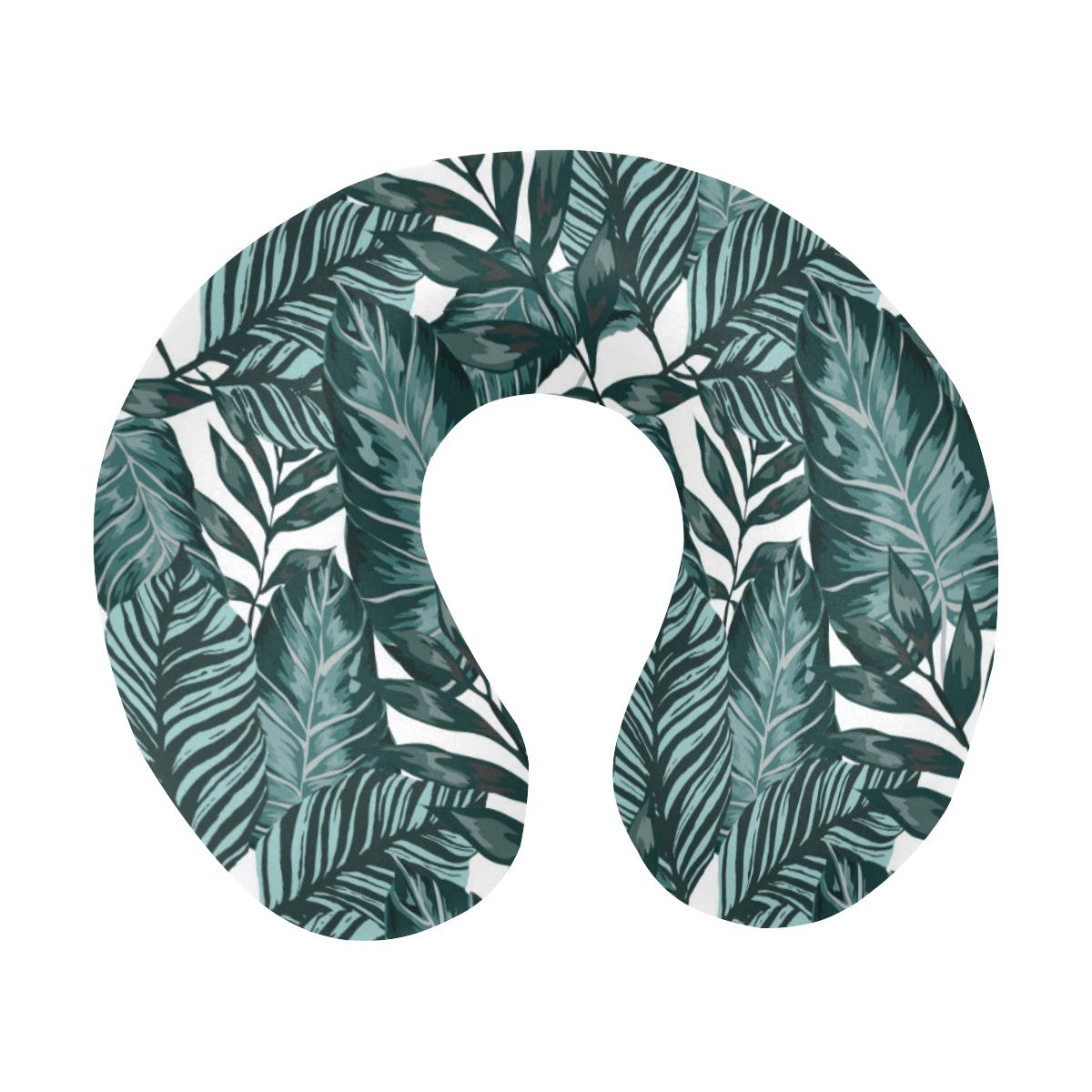Tropical Palm Leaves Pattern U-Shaped Travel Neck Pillow-JTAMIGO.COM