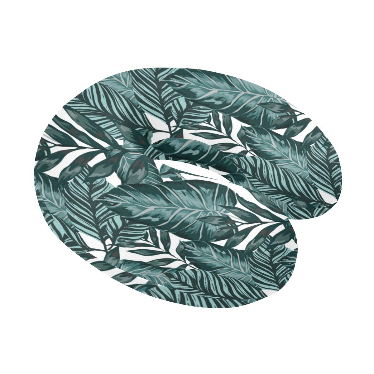 Tropical Palm Leaves Pattern U-Shaped Travel Neck Pillow-JTAMIGO.COM