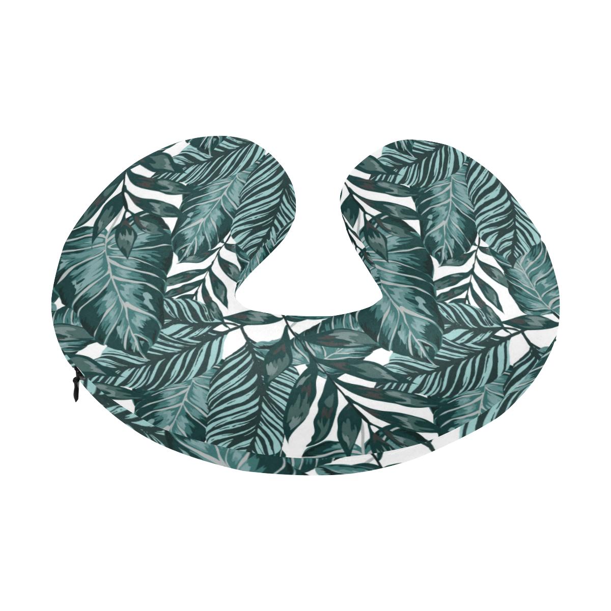 Tropical Palm Leaves Pattern U-Shaped Travel Neck Pillow-JTAMIGO.COM