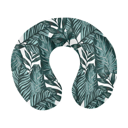 Tropical Palm Leaves Pattern U-Shaped Travel Neck Pillow-JTAMIGO.COM