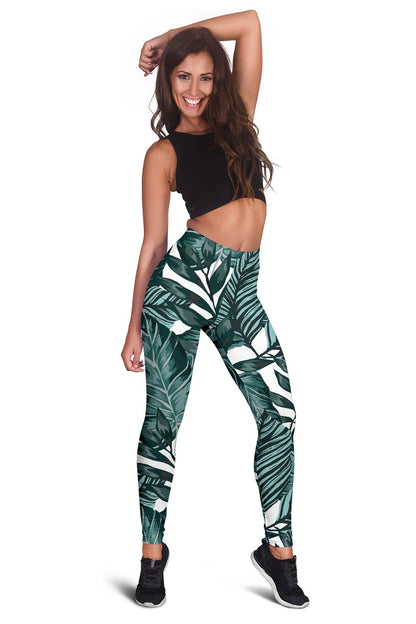 Tropical Palm Leaves Pattern Women Leggings
