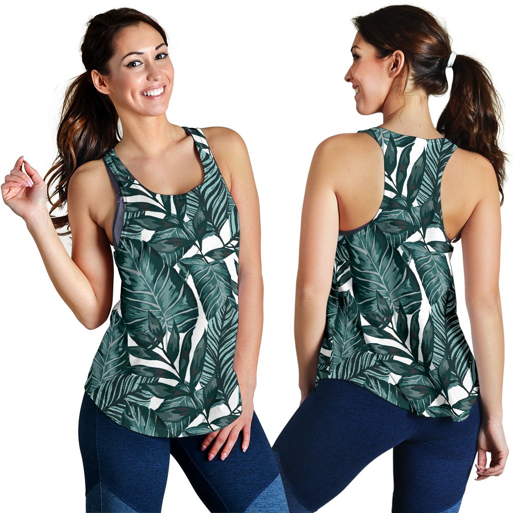 Tropical Palm Leaves Pattern Women Racerback Tank Top