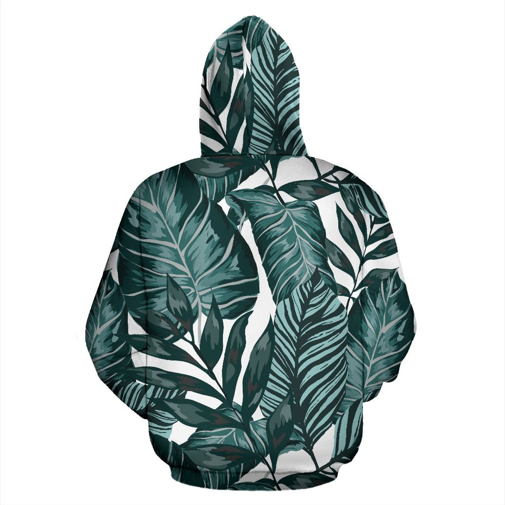 Tropical Palm Leaves Pattern Zip Up Hoodie