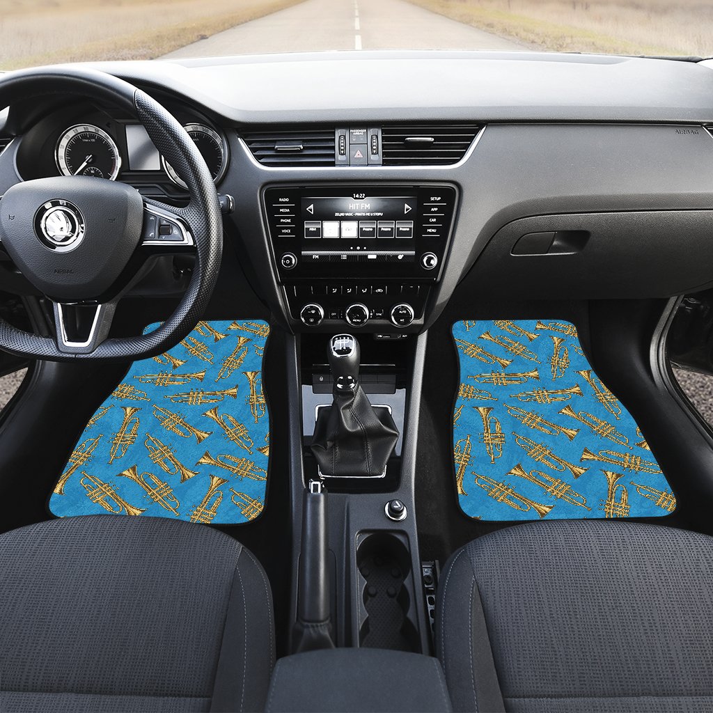 Trumpet Golden Pattern Themed Print Car Floor Mats