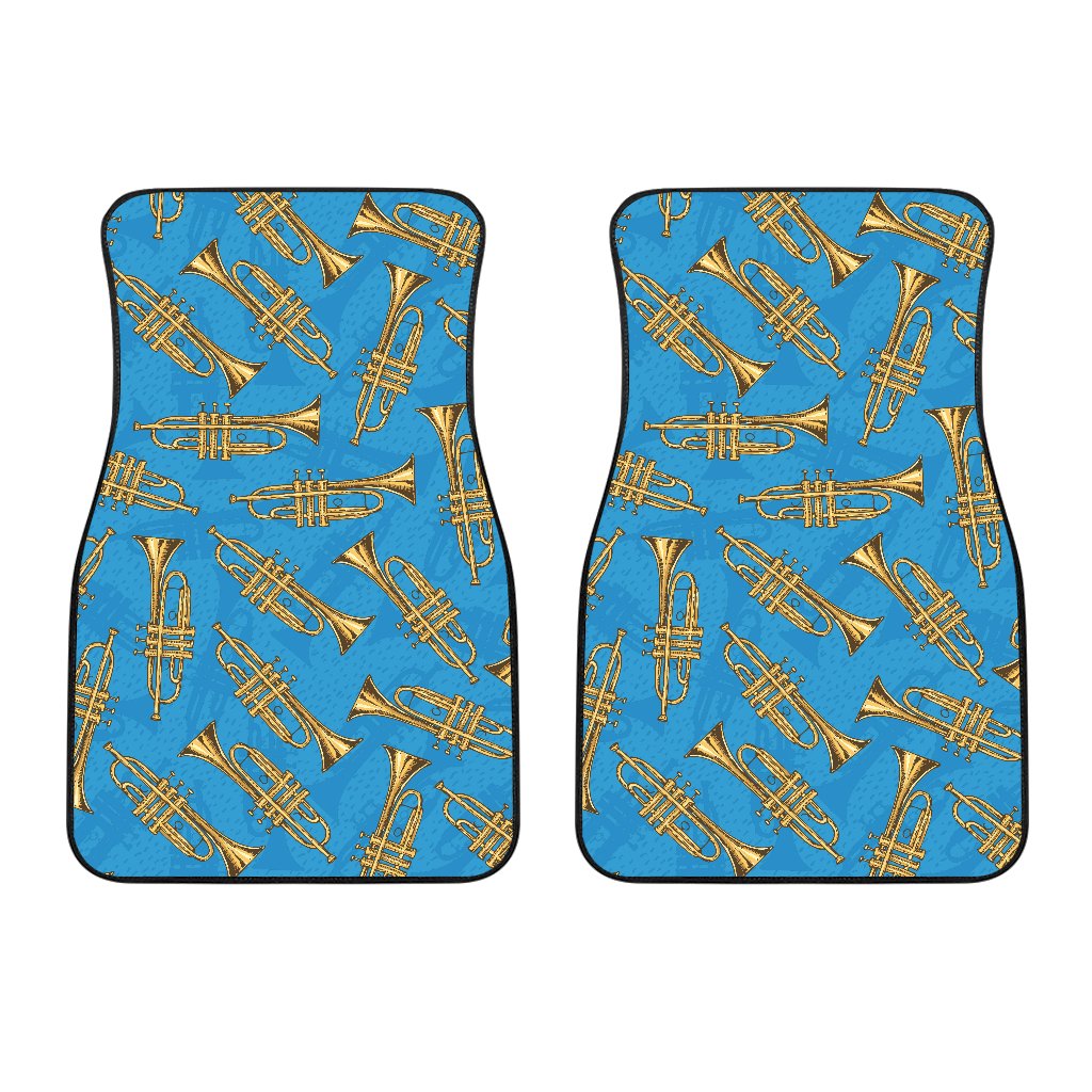 Trumpet Golden Pattern Themed Print Car Floor Mats