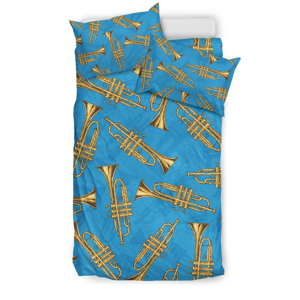 Trumpet Golden Pattern Themed Print Duvet Cover Bedding Set