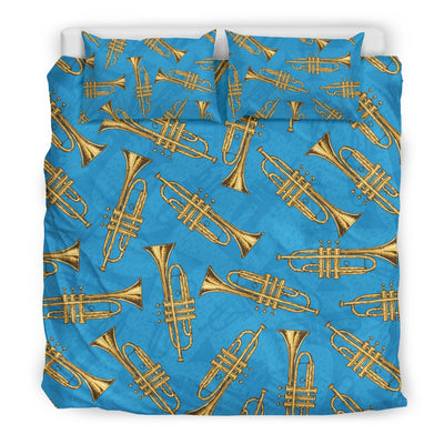 Trumpet Golden Pattern Themed Print Duvet Cover Bedding Set