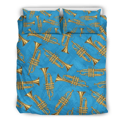 Trumpet Golden Pattern Themed Print Duvet Cover Bedding Set