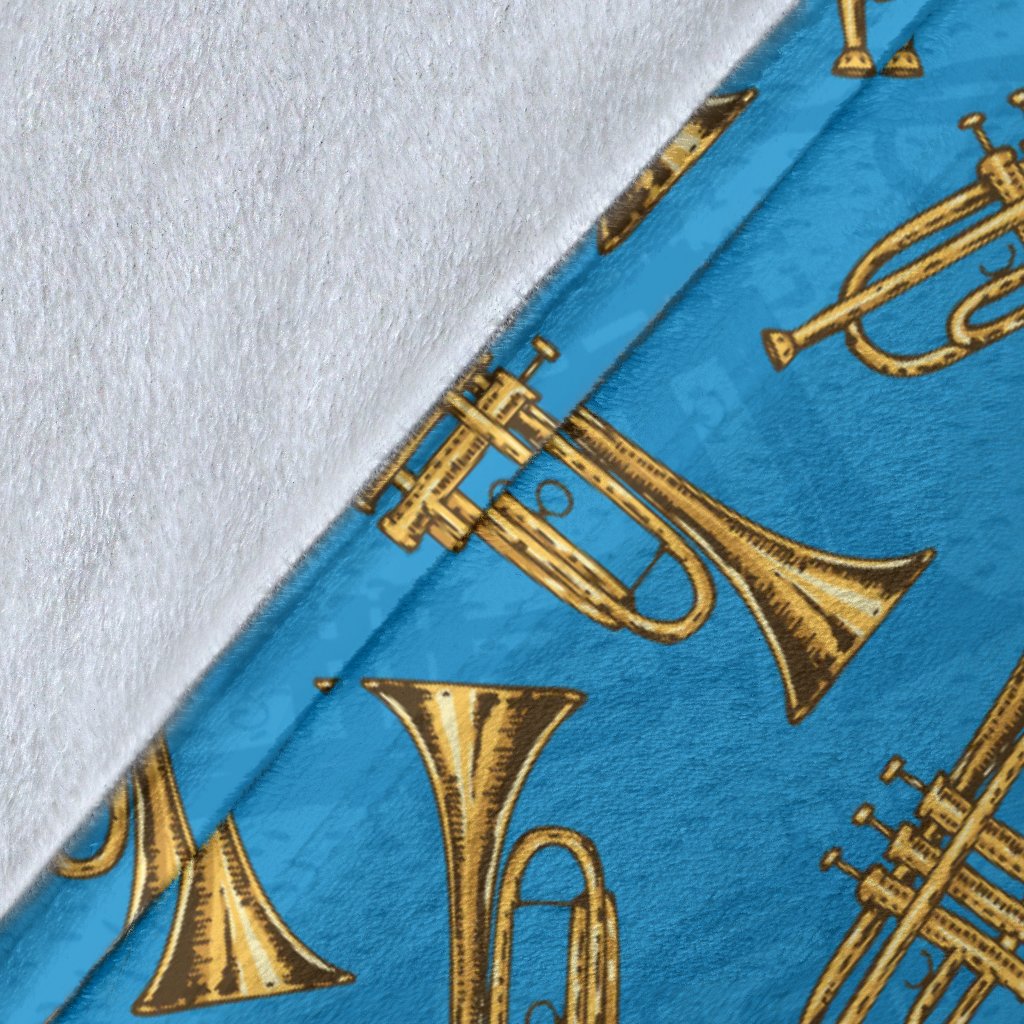 Trumpet Golden Pattern Themed Print Fleece Blanket