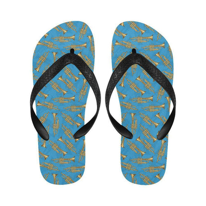 Trumpet Golden Pattern Themed Print Flip Flops-JTAMIGO.COM