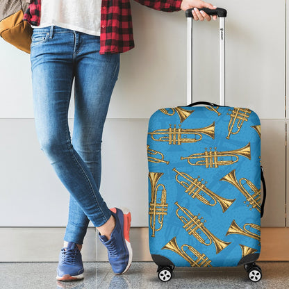 Trumpet Golden Pattern Themed Print Luggage Cover Protector