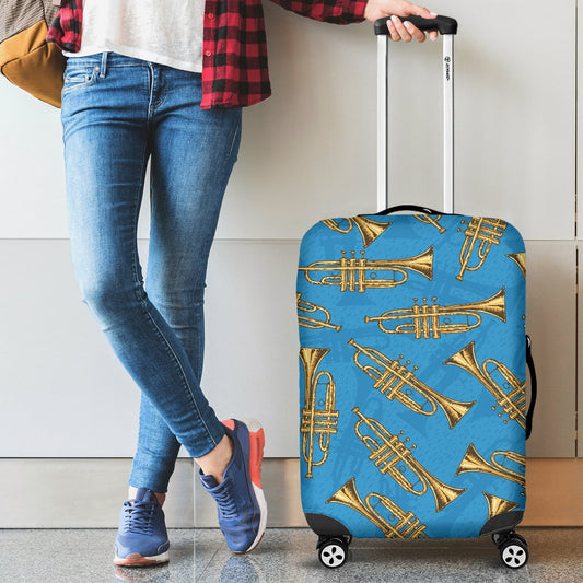 Trumpet Golden Pattern Themed Print Luggage Cover Protector