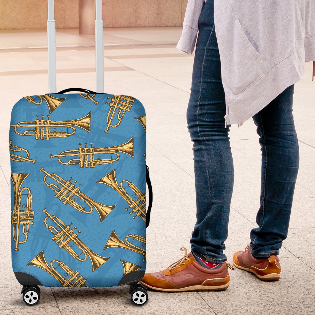 Trumpet Golden Pattern Themed Print Luggage Cover Protector