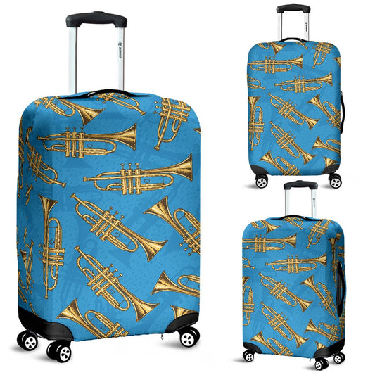 Trumpet Golden Pattern Themed Print Luggage Cover Protector