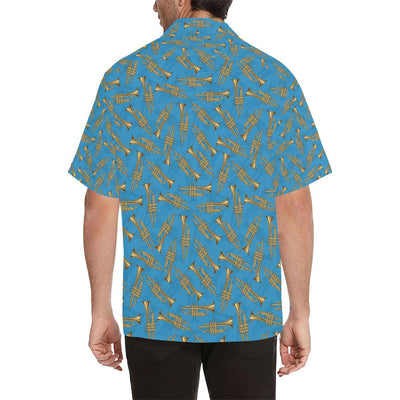 Trumpet Golden Pattern Themed Print Men Aloha Hawaiian Shirt