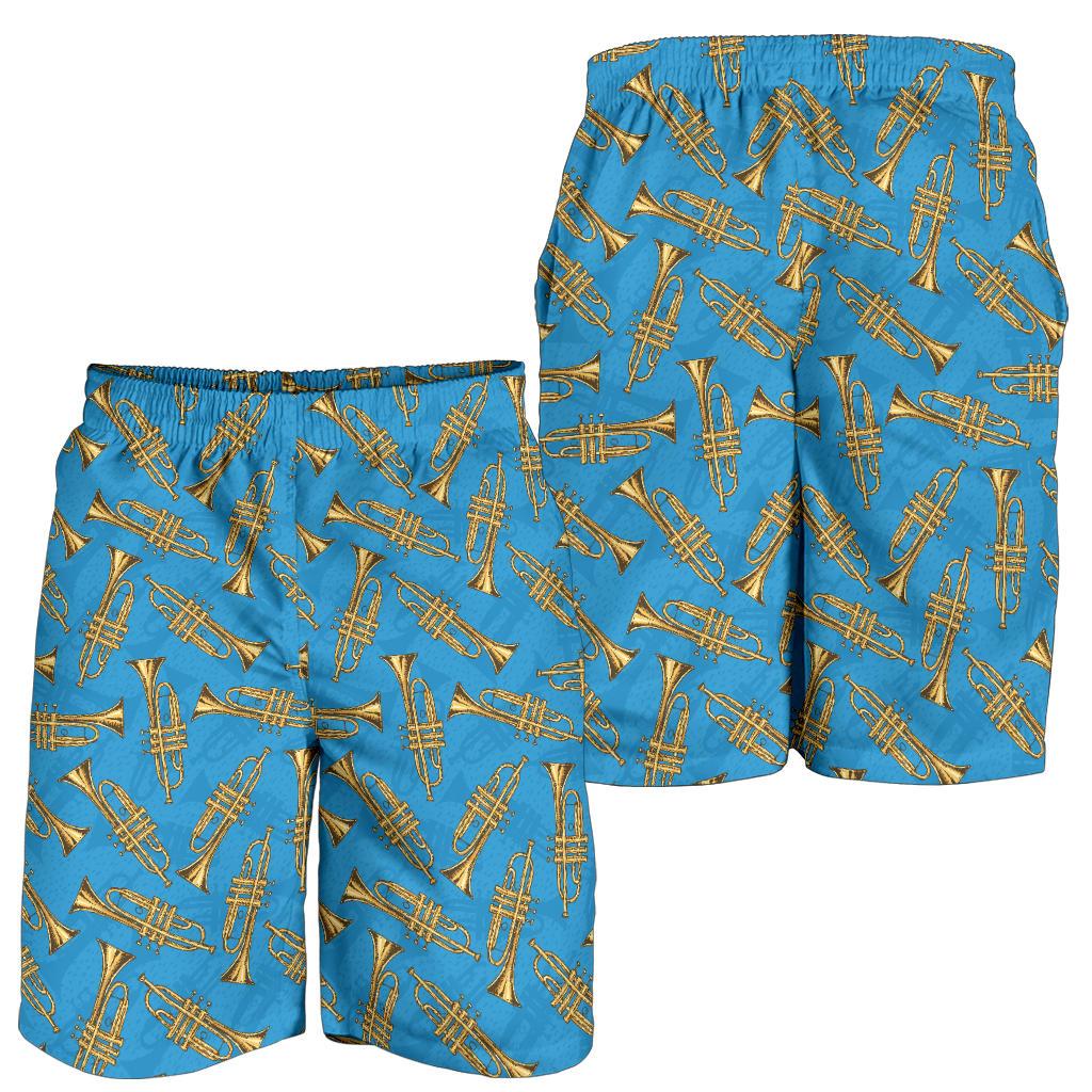 Trumpet Golden Pattern Themed Print Mens Shorts-JTAMIGO.COM