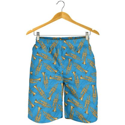 Trumpet Golden Pattern Themed Print Mens Shorts-JTAMIGO.COM