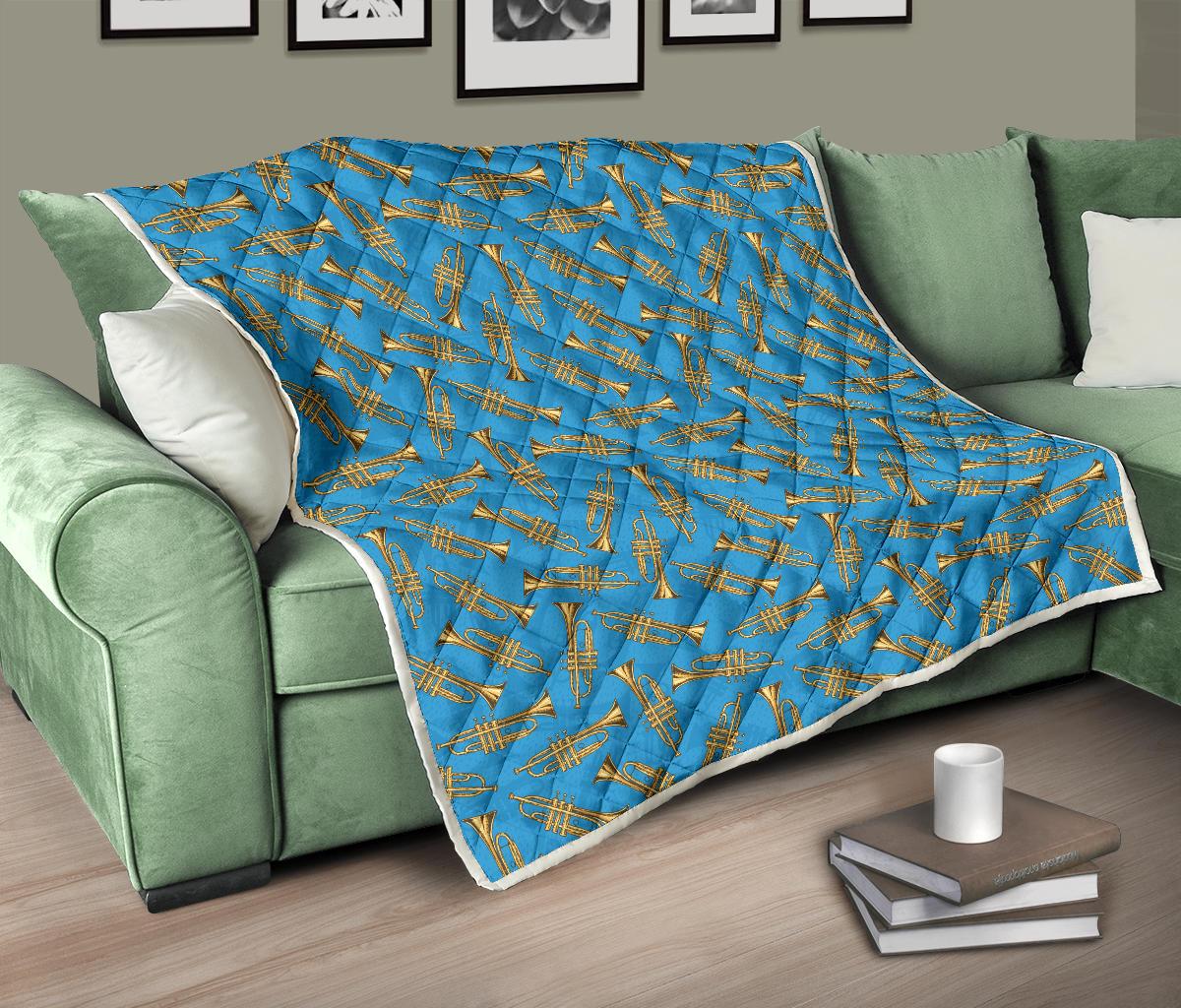 Trumpet Golden Pattern Themed Print Premium Quilt-JTAMIGO.COM